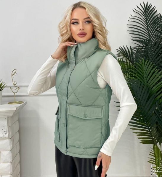 Quilted vest bologna pistachio ZI