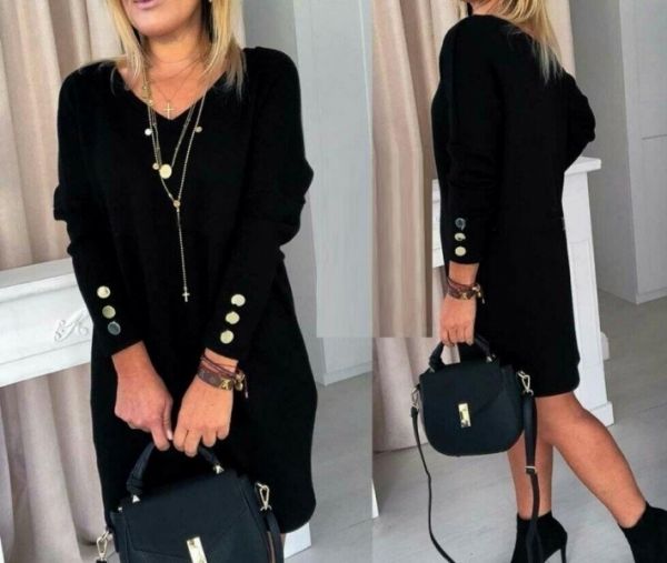 Black crepe tunic dress KH