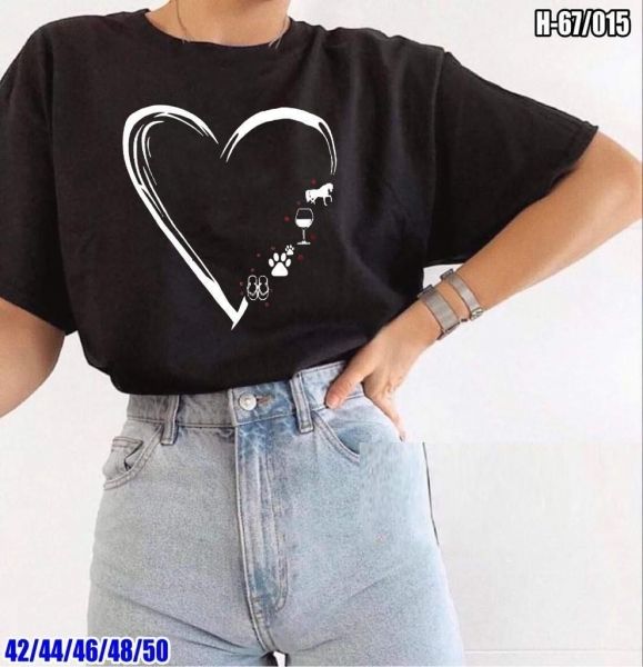 T-shirt heart black New price SV