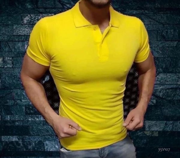 Men's polo shirt yellow V107