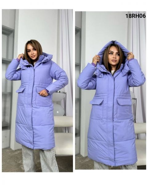 Long jacket with hood large pockets lilac RH06