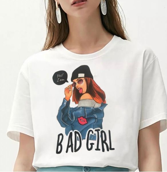 T-shirt I'm BAD GIRL white IN_New price