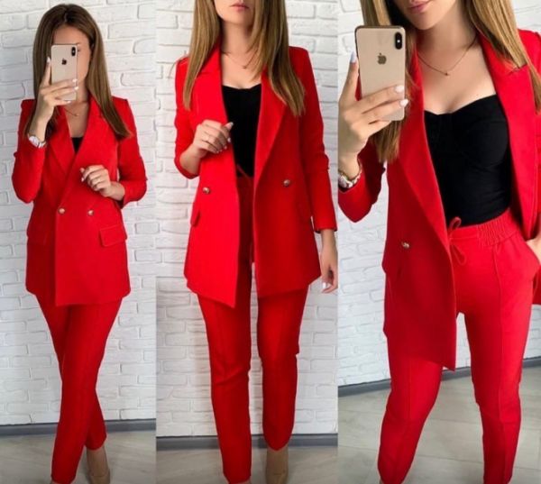 Suit jacket with Barbie lining and trousers red K115