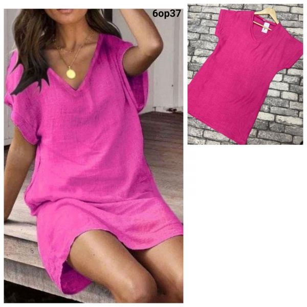 Tunic neckline angle raspberry OP37