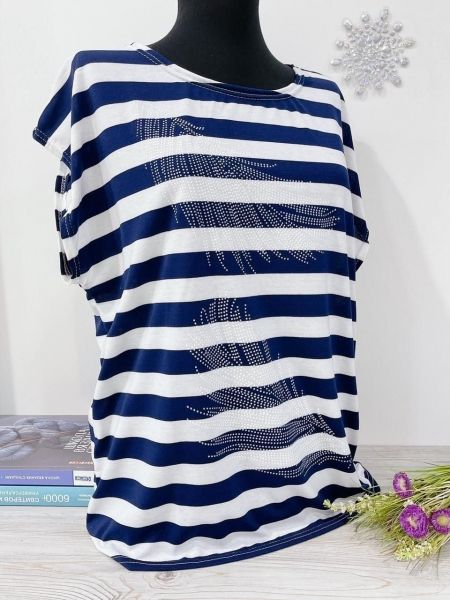 Loose T-shirt feather blue stripe IN