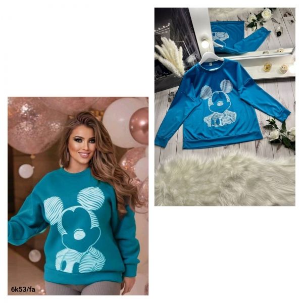 Size Plus sweatshirt with Mickey print blue K53