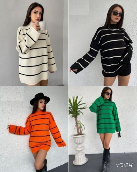 Long striped sweater T124