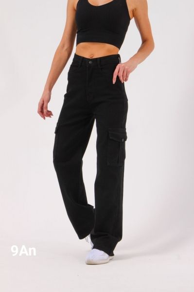 Tube jeans with hip pocket black AN123