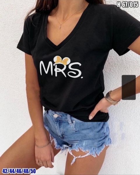 V-neck T-shirt MRS black New price SV