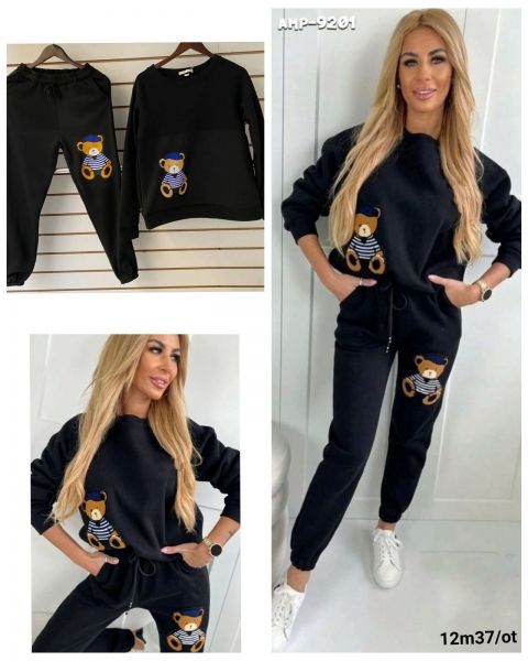 Suit sweatshirt and trousers with teddy bears black M37