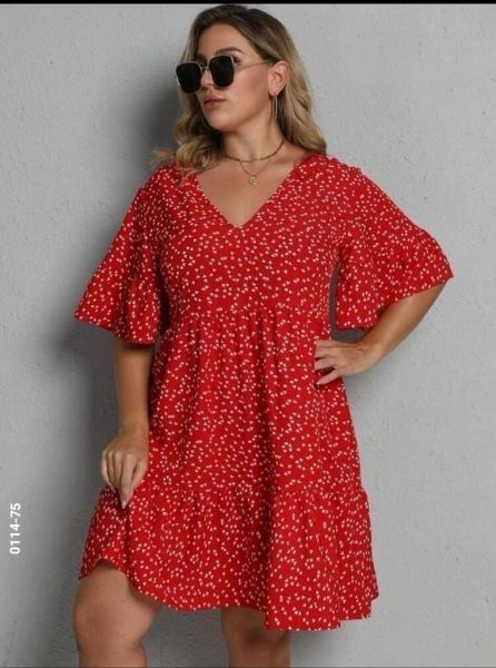 Dress Size Plus hearts Red O114