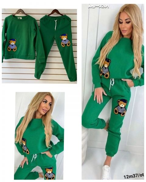 Suit sweatshirt and trousers with teddy bears green M37