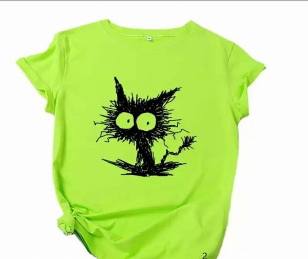 T-shirt Crazy Cat light green SM266