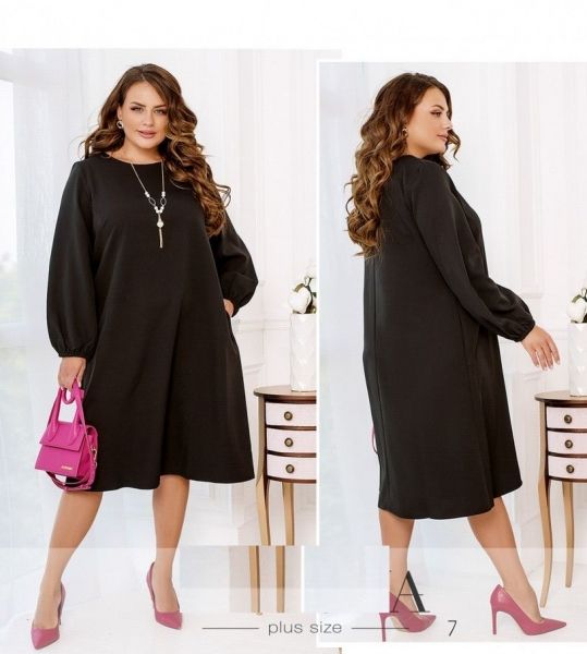 Crepe dress SIZE plus BLACK M105.58