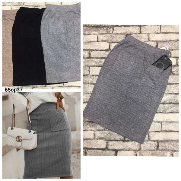 Noodle skirt with pockets gray OP37