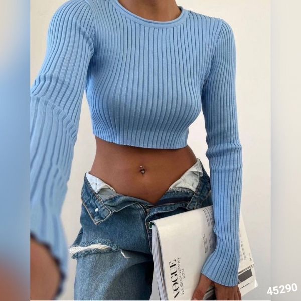 Noodle cropped sweater Blue BEK