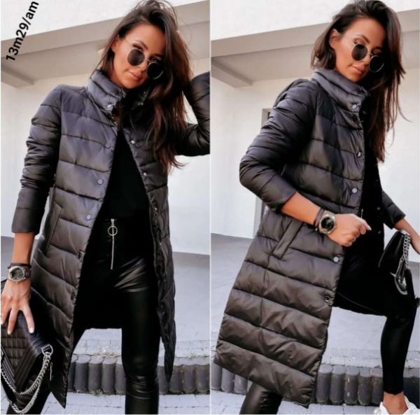 Quilted coat Size Plus black M98 M29 11.23