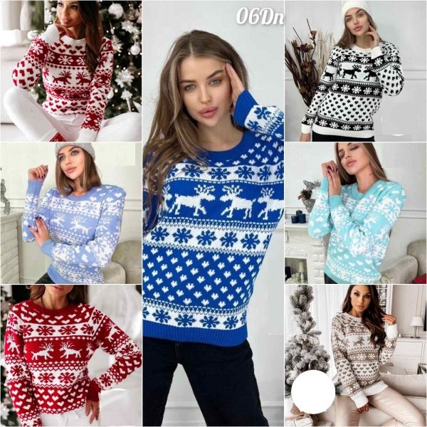 Knitted sweater Hearts Deer DN T124