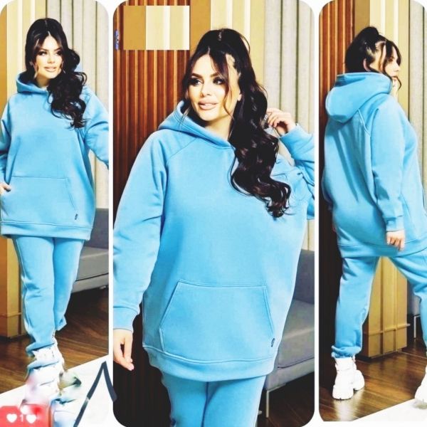 Suit SIZE PLUS with fleece blue 126