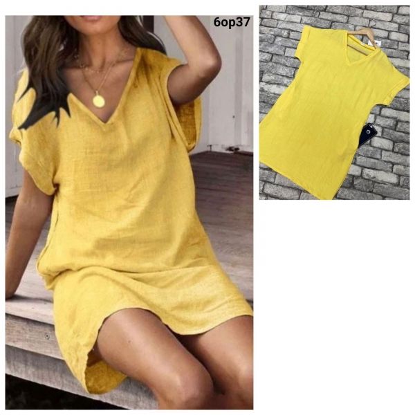 Tunic angular neckline yellow OP37