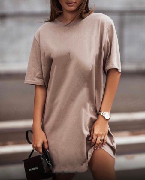 Long T-shirt tunic plain beige IN