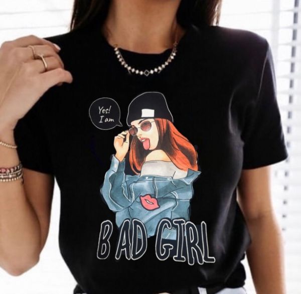 T-shirt I'm BAD GIRL black IN_New price