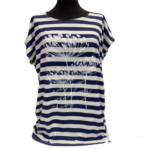 Loose T-shirt dandelions blue stripe IN