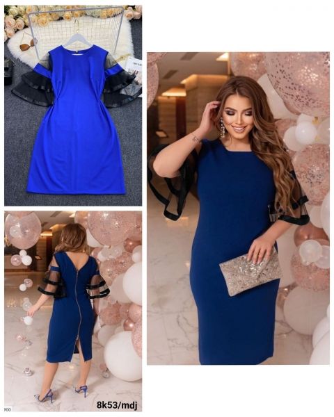 Dress Size Plus tiered mesh sleeves blue 10.23 K53