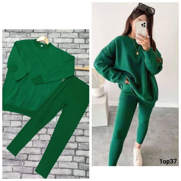 Suit Size Plus sweatshirt with fleece and leggings noodles green OP37