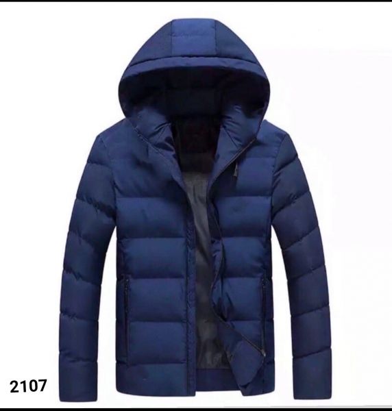 Men's jacket with removable hood, dark blue V107