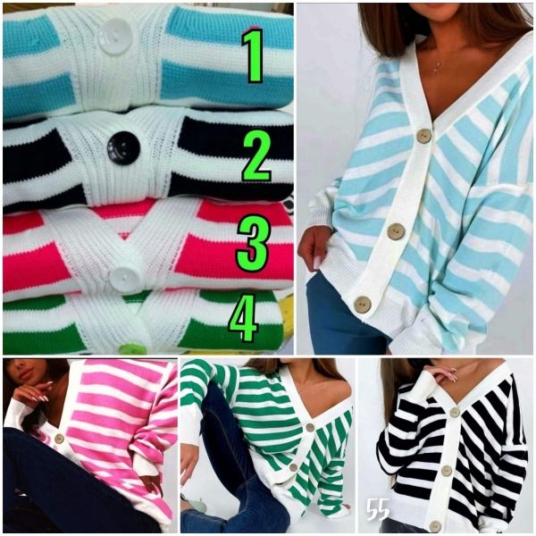 Jumper with buttons in stripes ZI