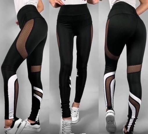 Leggings white insert and black mesh AN123