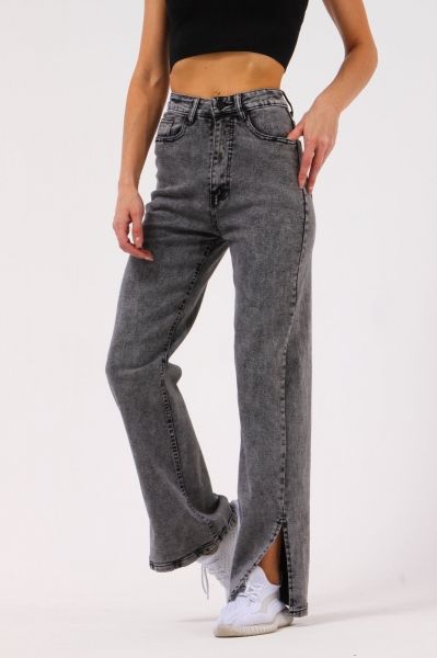 Pipe jeans with slits dark gray AN123