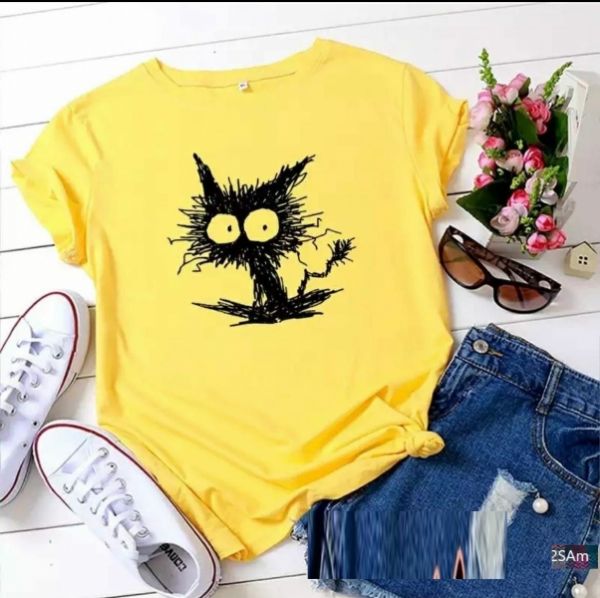 T-shirt Crazy Cat yellow SM266