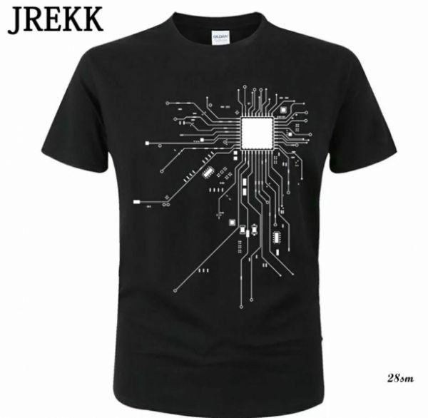 Men's T-shirt microcircuit black SM266