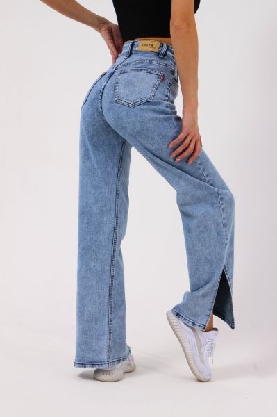 Pipe jeans with slits blue AN123