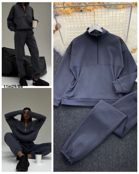 Fleece suit, goal post sweatshirt with zipper and graphite trousers M29