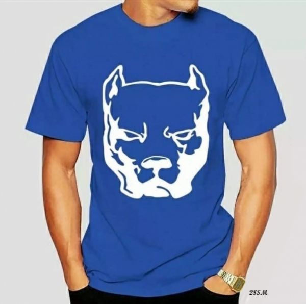 Men's T-shirt bulldog bright blue SM266