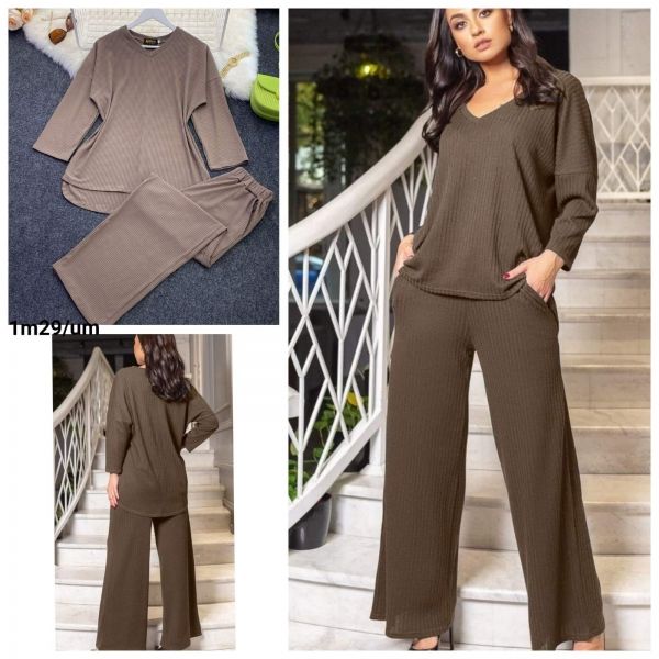 Suit Size Plus noodle jacket and bell-bottom trousers cappuccino M29