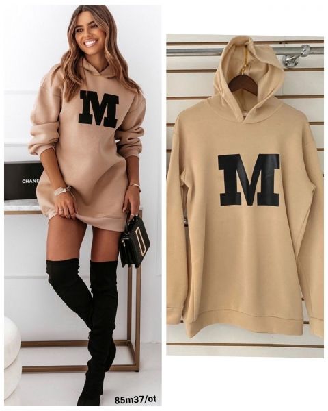 Tunic M with hood, cream M37