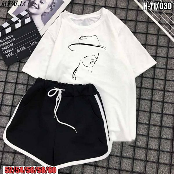 Shorts and T-shirt white SIZE PLUS Girl in a hat New price SV