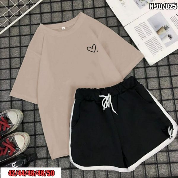 Suit shorts and T-shirt cappuccino heart New price SV DN