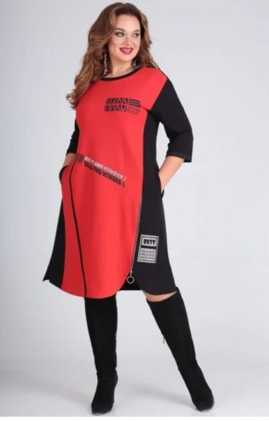 Tunic-dress SIZE PLUS BEST with red insert SH110