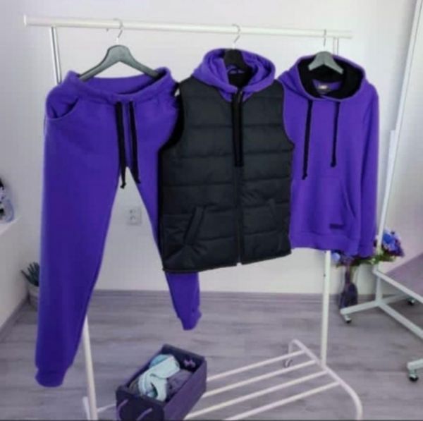 Suit SIZE PLUS on fleece with vest purple R754