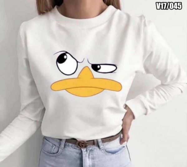 Sweatshirt with duck without hood white SV