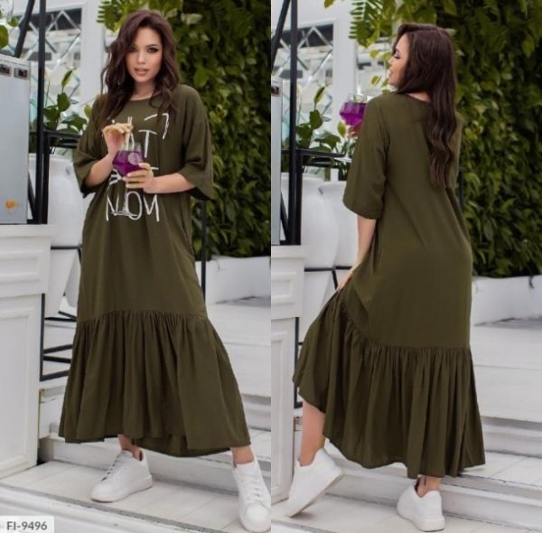 Stylish long dress CAT MOM khaki WB