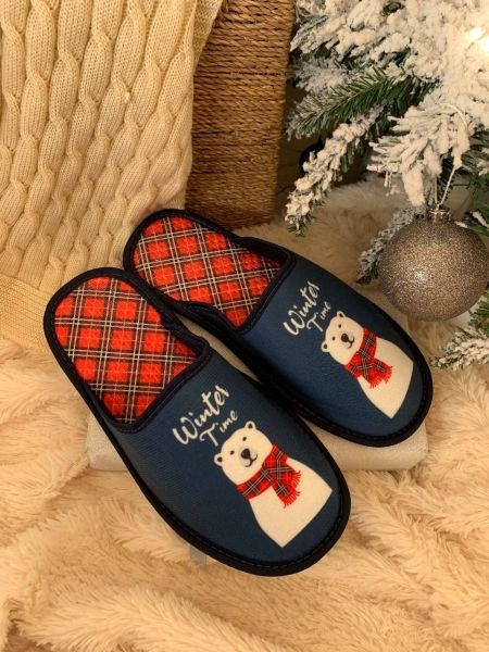 Soft comfortable slippers with a bear LSHI