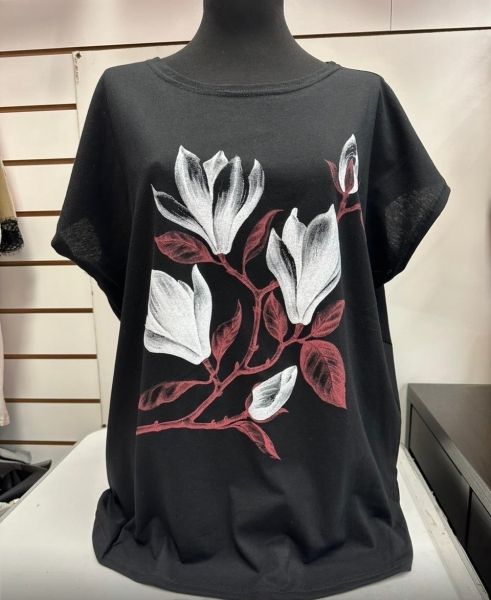 Loose T-shirt SIZE PLUS irises black IN