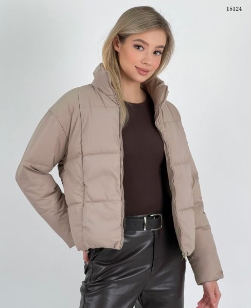 Jacket with zipper cappuccino gate post T124