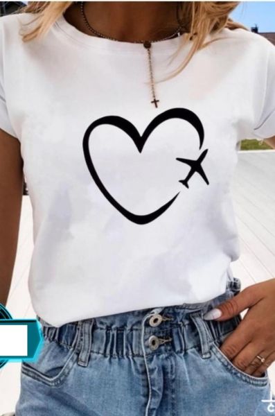 T-shirt heart-plane white New price SV